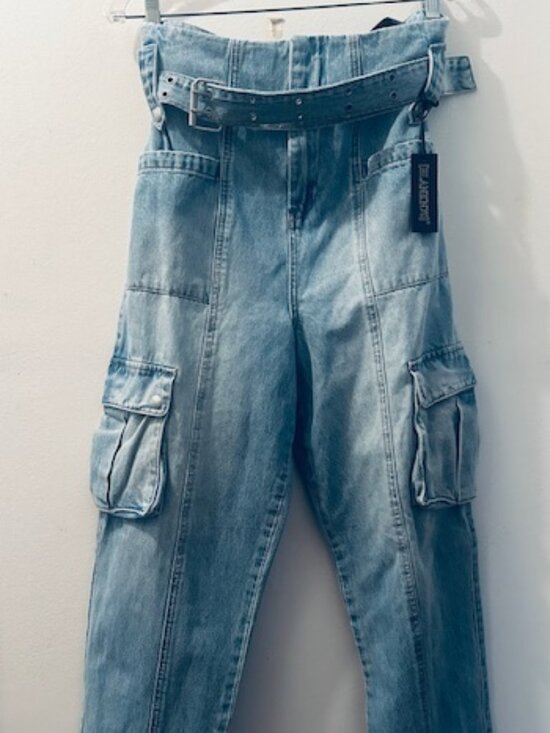 Blank NYC Denim - Blank NYC Women's Steal the Show Pant Denim Cargo Straight Leg Belt Jeans NEW
